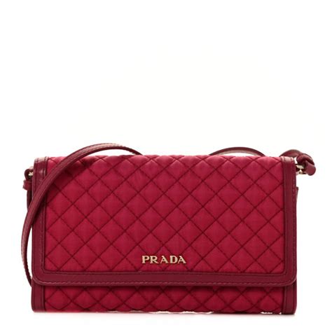 PRADA Tessuto Quilted Mini Crossbody Wallet Ibisco